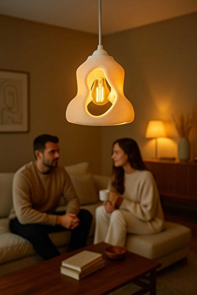 SONİKON LİNE Minimalist Özel Tasarım Tekli Bohem Sarkıt Avize, Rustik Ampul Hediyeli Modern Aydınlatma Avizesi