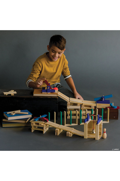 Mindware STEM wooden construction game, marble run type. Keva Constructions Reactions Planks