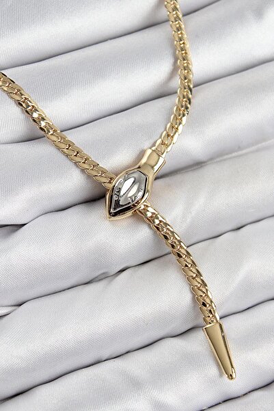 Lumina Jewelry Altın Kaplama Çelik Yılan Başlı Ayarlanabilir Kolye
