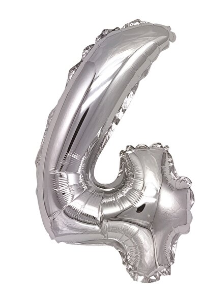 SDX Market Balon folie metalizată argintie, Numărul 4, 80 cm, Argintiu