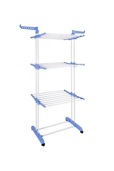 Razo Vertical Clothes Dryer, Razo, Mobile and Foldable for Small Spaces, Adjustable, up to 50 kg, Blue