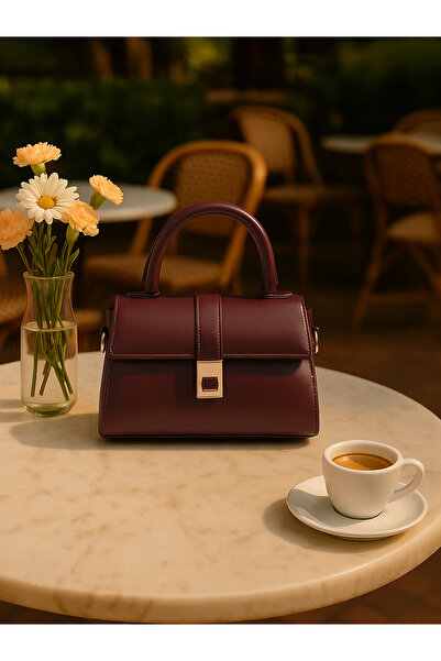 mıchael polo Michael Polo Parlak Deri Kadın El Kol Ve Omuz Çantası Bordo