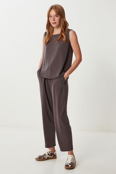 Lovelyİstanbul Modal Blouse Pants Set Ldz0039 Brown