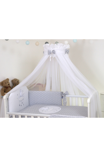Amy - Tulle canopy, Sky Bunny Grey, Mounting bracket included, 600x160 cm