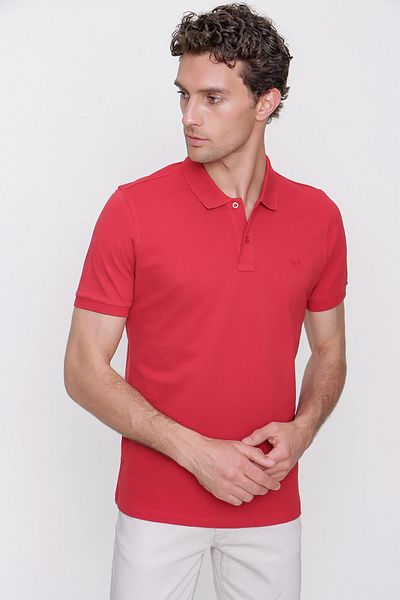 Morven Men's Red Basic Polo Neck Dynamic Fit T-Shirt