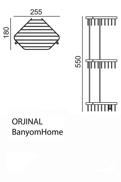 BanyomHome Clk Stainless Steel Selen 2-Piece 19X19 cm Shampoo Holder Bathroom Shelf