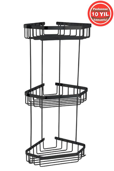 BanyomHome Clk Oțel inoxidabil negru mat Selen 2 bucăți 19x19 cm Suport șampon Raft pentru baie
