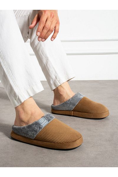 STOCON Men's Corduroy Fabric Comfortable Fur Inside Soft Sole House Slippers Dowry Slippers Stc1125