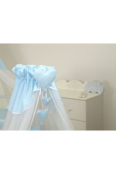 Amy - Tulle canopy, Bear Heart Blue, Mounting bracket included, 600x160 cm