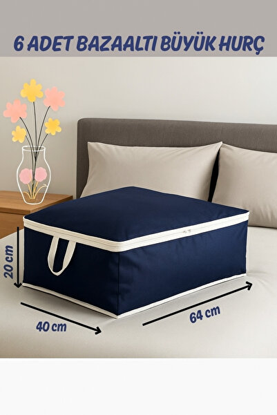 MİSPAKK 6’lı büyük boy lacivert yatak ve baza altı çok amaçlı hurç