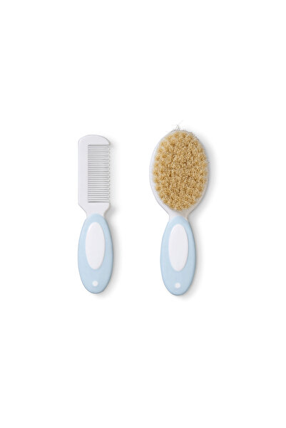 SARO BABY Set pieptene si perie cu peri naturali pentru bebelusi, Blue