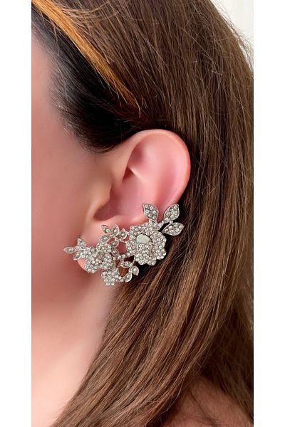 Store Diva Charm Luxury Rhinestone Rose Flower Earrings