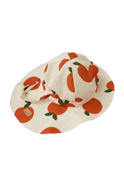 BABYLY Sun hat, adjustable, 0-3 years (45-53 cm), muslin, Peach