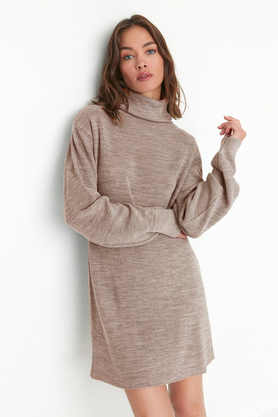 Trendyol Collection Mini tricotaj bej Rochie largi TWOAW23EL00026