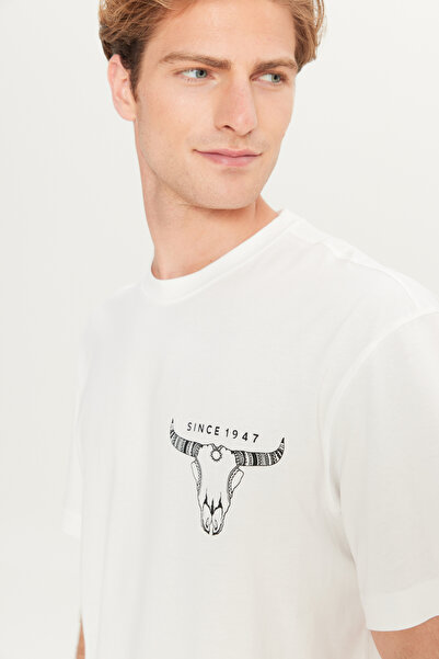 WRANGLER Ανδρικό κοντομάνικο μπλουζάκι Loose Fit Graphic Logo Λευκό