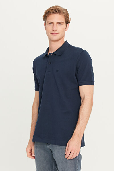 WRANGLER %100 Pamuk Regular Fit Normal Kesim Lacivert Polo Yaka Tişört