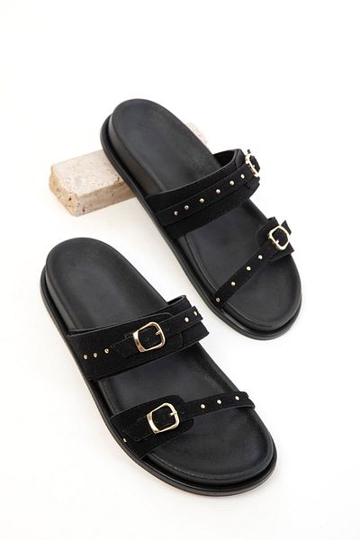 SOHO Black Suede Women's Slippers 20790