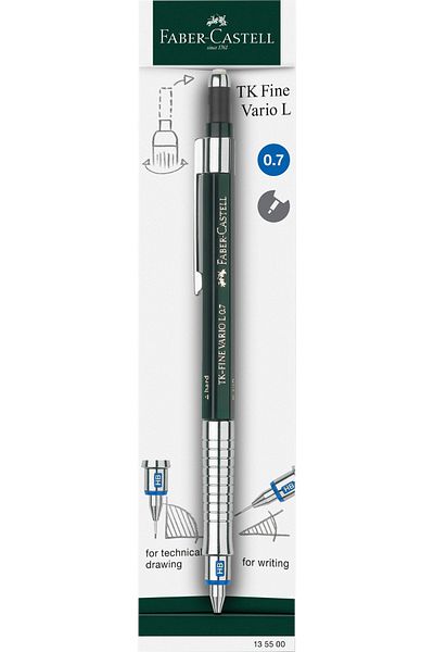 Faber Castell TK Fine Vario 0.7 قلم رصاص تلسكوبي فاخر ومتعدد الاستخدامات قابل للتعديل مع مؤشر صلابة