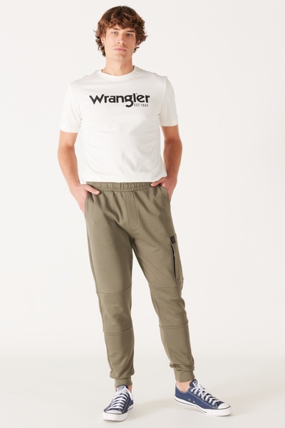 WRANGLER Regular Fit Regular Cut 100% Cotton Khaki Jogger Sweatpants