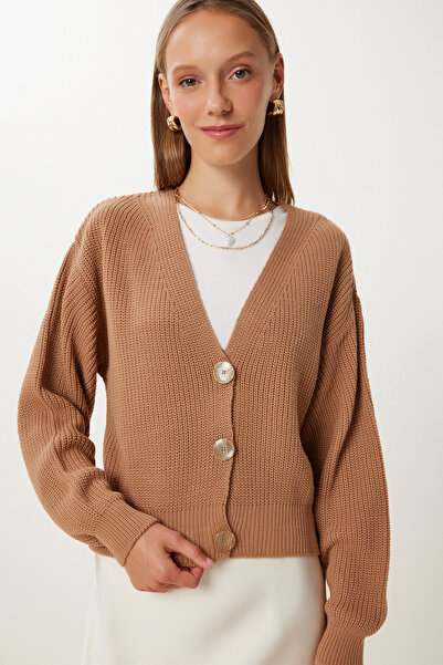 Happiness İstanbul Γυναικεία πλεκτή ζακέτα με λαιμόκοψη V με κουμπιά MX00175