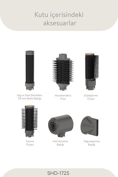 Sinbo Shd-1725 Pro Compact 6 in 1 Long Multi-Styler Hair Styler with Bldc Motor