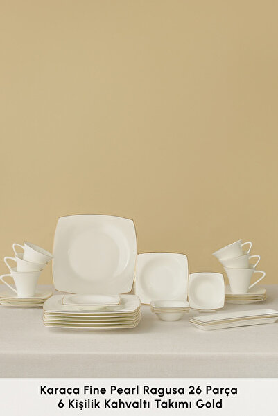 Karaca Fine Pearl Ragusa 26 Parça 6 Kişilik İnci Kahvaltı Takımı Gold
