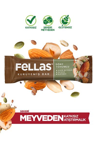 Fellas بار مكسرات بأربعة بذور 30 جرام × 12 قطعة