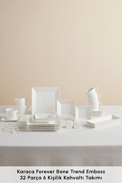 Karaca Forever Bone Trend Emboss 32 Parça 6 Kişilik Kahvaltı Takımı