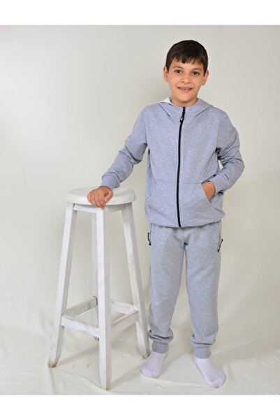 KİDSPİTİRCİK Unisex Παιδική φόρμα γκρι με φερμουάρ 4 εποχών