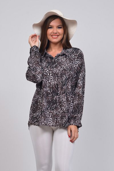 TUSSE Women's Zebra Leopard Patterned Viscose Large Size Shirt