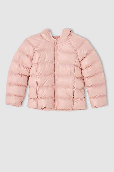 DeFacto Girl's Hooded Fleece Lined Coat