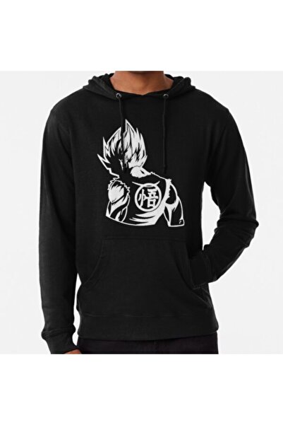 GALASHOP سويت شيرت بقلنسوة بشعار الرسوم المتحركة Vegeta Back باللون الأسود لل...