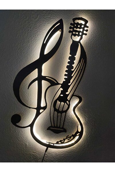 dekoraven Keman Sol Anahtarı Led Işıklı Ahşap Tablo
