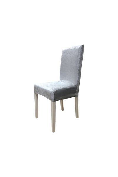 Madame Clean Home Velvet Lycra Chair Cover Set of 6 Gray
