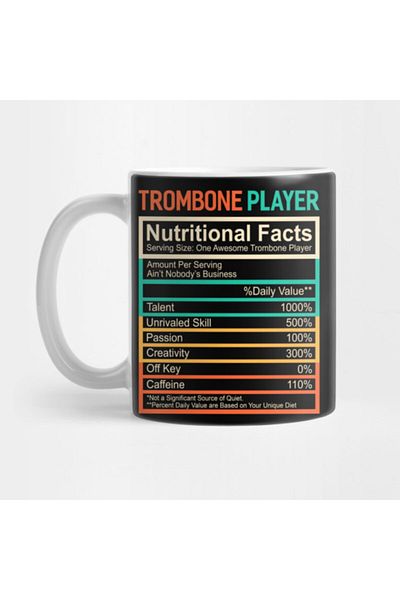 Pixxa Trombone Lover Gift Nutritional Facts Trombone Player Mug Cup