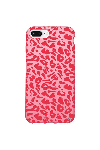 WANNA PROTECT Iphone 8 Plus Içi Kadifeli Renkli Leopar Desenli Silikon Kılıf