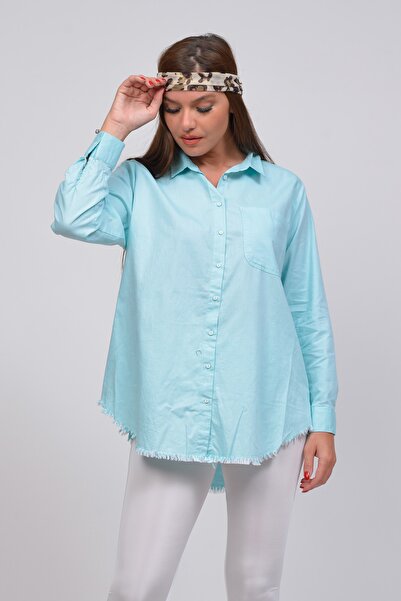 TUSSE Класична сорочка з бавовняної тканини зеленого кольору з м'ятою