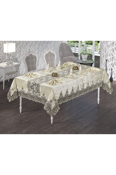 Haspen Set de sufragerie de lux din 25 de piese, din țesătură din catifea de șervețele Emerald
