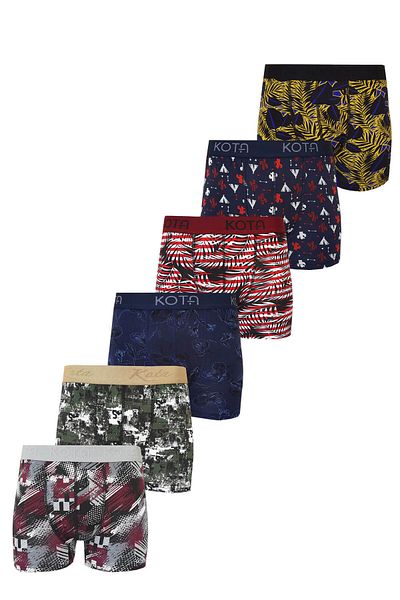 Hepsine Rakip Σετ με 6 ανδρικά μποξερ με μοτίβο Lycra Cotton Long Johns