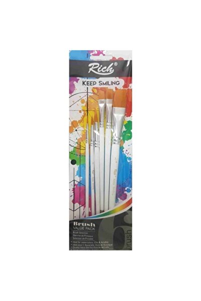 Rich Boya Set de 6 pensule pentru vopsea acrilică și uleioasă Rich Keep Smile
