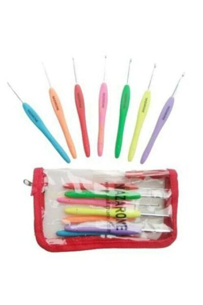 Nazarone Set de croșetat cu mâner elastic cu geantă 7 bucăți