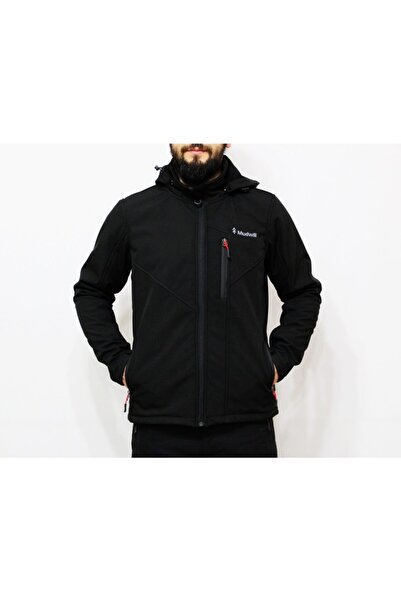 Mudwill Erkek Siyah Outdoor Rüzgar Geçirmez Kapüşonlu Mont