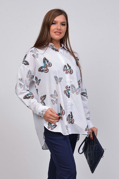 TUSSE Butterfly Patterned Cotton Plus Size Shirt