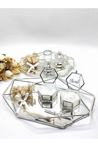 ZEKAAVM 2-Piece Promise Tray Groom's Coffee Engagement Tray