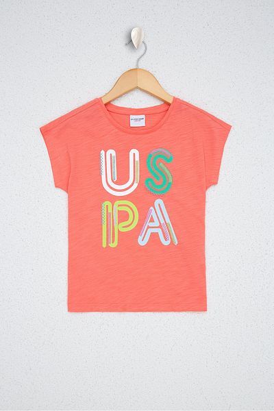 U.S. Polo Assn. Tricou roșu pentru fetiță