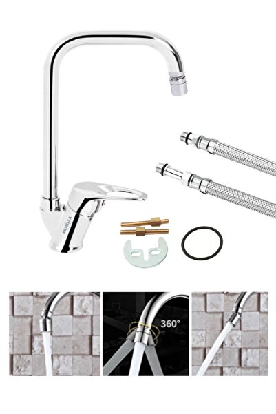 ARMİLLA ARMATÜR Corner Pipe Mix 360 Degree Movable Head Kitchen Faucet Mixer