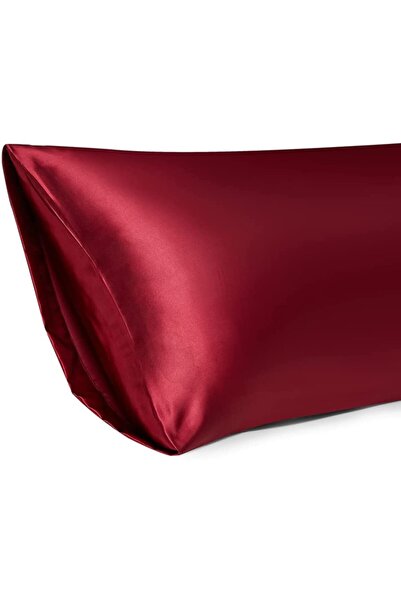 Tinybabyconcept Natural Cotton Satin Silk Textured Breathable Long Pillow Case 50X135 cm Red with Hidden Zipper