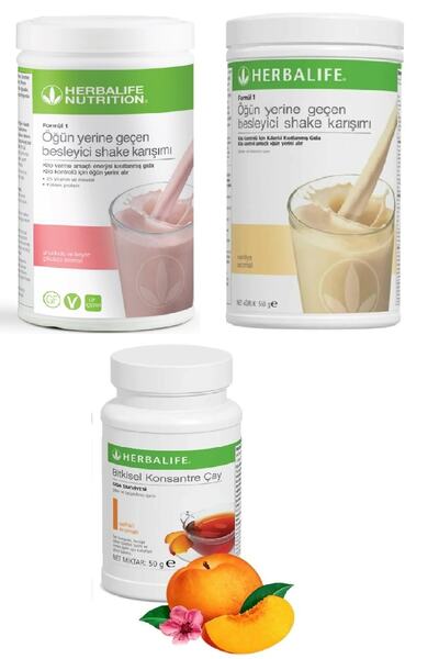 Herbalife 1 Ahududulu Ve Beyaz Çikolotalı Shake + 1 Vanilyalı Shake + 1 Şefta...