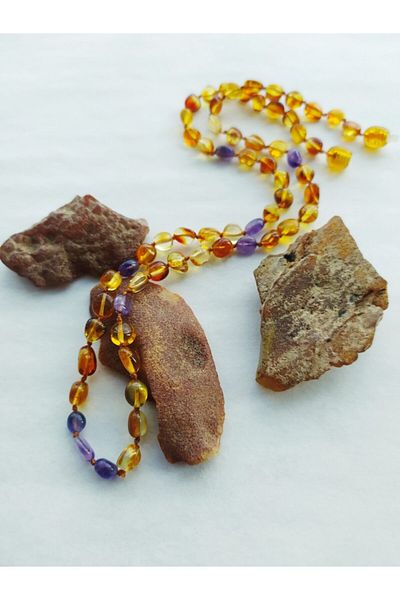 Tesbihci Efendi 50 Cm Amethyst Adult Drop Amber Necklace