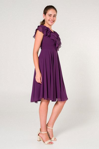 SpringStore Rochie de seară din șifon cu guler violet